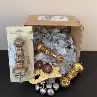 LOT 123: Cabinet Hardware: Silver Knobs, Curtain Brackets & Drapery Finials
