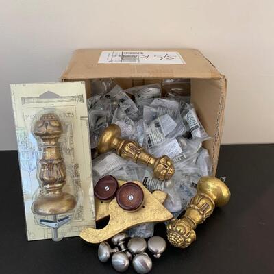 LOT 123: Cabinet Hardware: Silver Knobs, Curtain Brackets & Drapery Finials