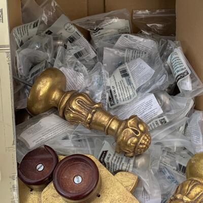 LOT 123: Cabinet Hardware: Silver Knobs, Curtain Brackets & Drapery Finials