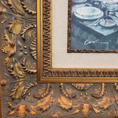 LOT 127RP: "The Dining Room" By Foxwell Ornate Framed Print On Canvas
