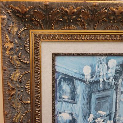 LOT 127RP: "The Dining Room" By Foxwell Ornate Framed Print On Canvas