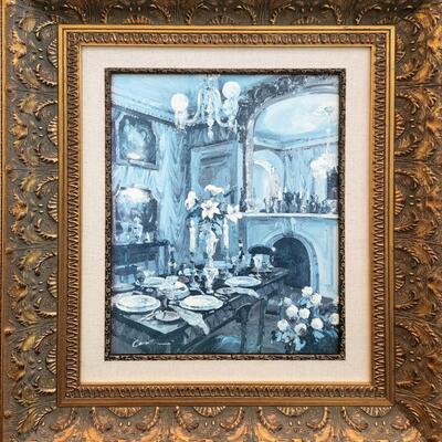LOT 127RP: "The Dining Room" By Foxwell Ornate Framed Print On Canvas