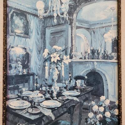 LOT 127RP: "The Dining Room" By Foxwell Ornate Framed Print On Canvas