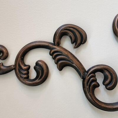 LOT 128RP: Ornate Painted Metal Scroll Wall Plaque