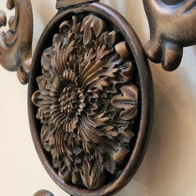 LOT 128RP: Ornate Painted Metal Scroll Wall Plaque