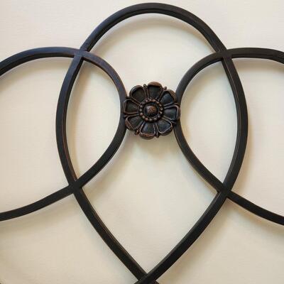 LOT 129RP: Large Floral Medallion Metal Scrollwork Wall Plaque