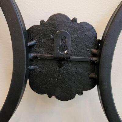 LOT 129RP: Large Floral Medallion Metal Scrollwork Wall Plaque