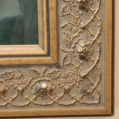 LOT 132RP: Beautiful Ornate Gold Framed Watercolor Style Rose, Signed