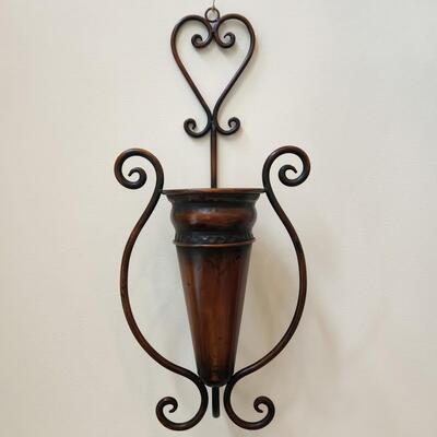 LOT 133RP: Rustic Metal Wall Vase