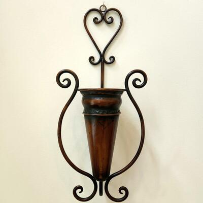 LOT 133RP: Rustic Metal Wall Vase