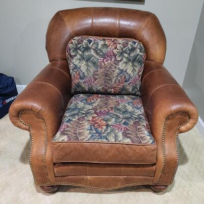 LOT 135RP: Clayton Marcus Aniline Leather Reversible Chair