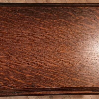 LOT 137RP: Antique Oak Cabinet Singer Sewing Treadle Machine