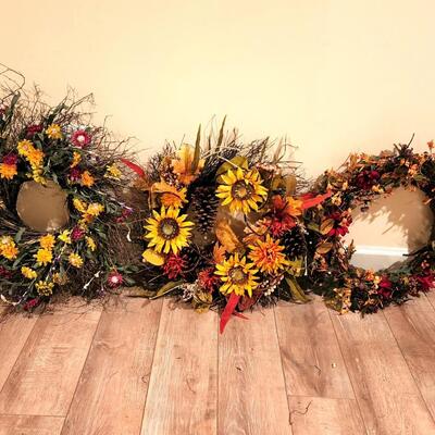 LOT 140RP: Three Artificial Wildflower Wreathes