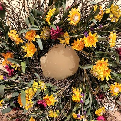LOT 140RP: Three Artificial Wildflower Wreathes