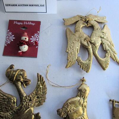 Plastic Christmas Ornaments And Snowman Pin