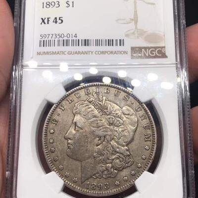 1893 Morgan silver dollar xf 45