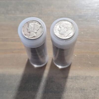 50 Rosevelt  silver dimes 50 Mercury silver dimes
