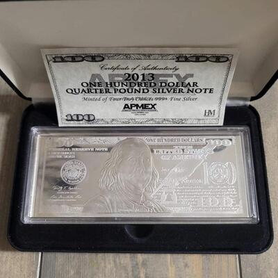 2013 100 $ 999 silver  Quater pound note