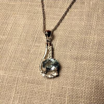 1.35ctw Swiss Topaz & White Sapphire 925 Sterling Silver Necklace