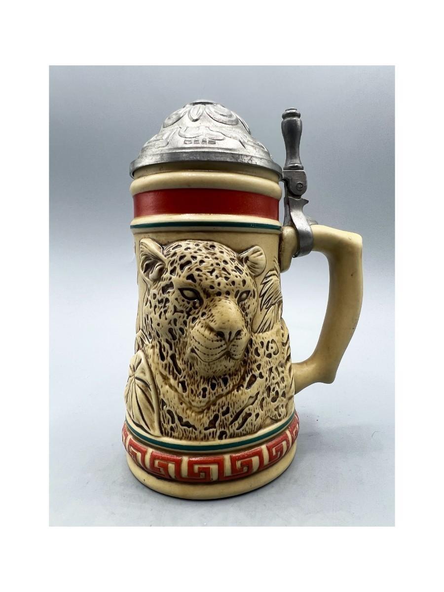 1991 Avon Endangered Species Jaguar Lidded Stein Beer Mug | EstateSales.org