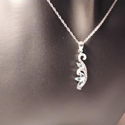 1.00ctw Swiss Topaz & White Sapphire 925 Sterling Silver Necklace
