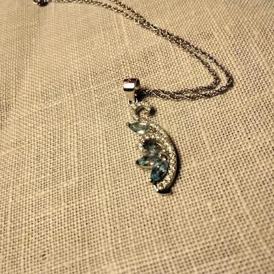 1.00ctw Swiss Topaz & White Sapphire 925 Sterling Silver Necklace