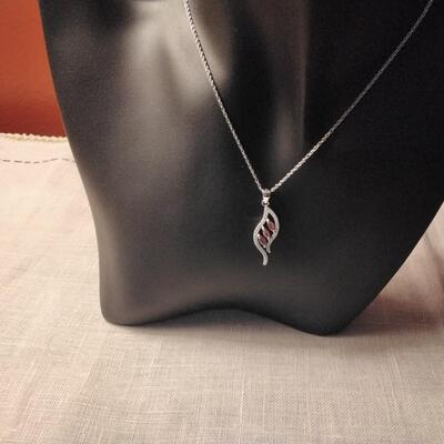 .85ctw Mozambique Ruby & White Sapphire 925 Sterling Silver Necklace