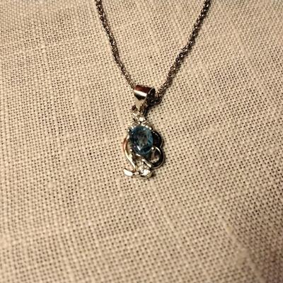 .55ctw Swiss Topaz & White Sapphire 925 Sterling Silver Necklace