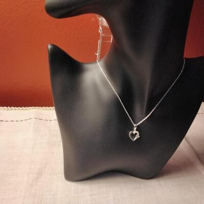 Genuine .10ctw H-SI Diamond 925 Sterling Silver Heart Necklace