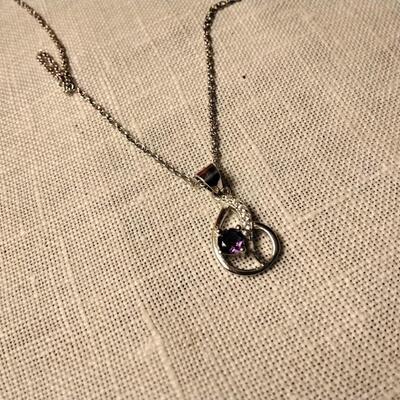 .30ctw Amethyst & White Sapphire 925 Sterling Silver Necklace