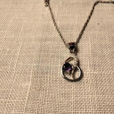 .30ctw Amethyst & White Sapphire 925 Sterling Silver Necklace