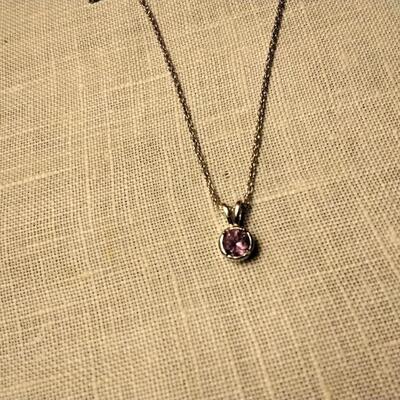 .50ctw Amethyst Round Cut (5 mm) 925 Sterling Silver necklace