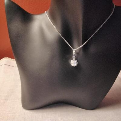 .95ctw Moonstone & White Sapphire 925 Silver Necklace