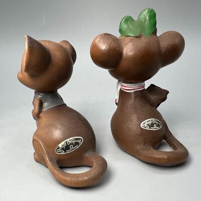 Vintage Josef Originals Mouse Village Wedding Groom & Caroling Christmas Ceramic Mice Figurines