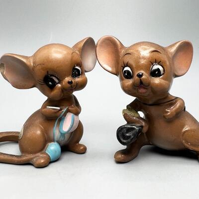 Vintage Josef Originals Mouse Village Mouse Knitting Crafting & Doctor Ceramic Mice Figurines