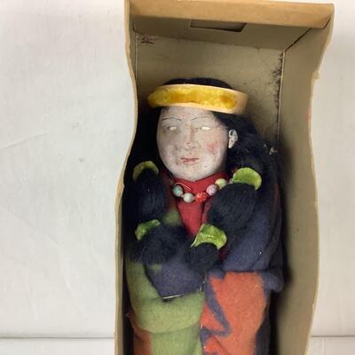 Lot 5407  Vintage Skookum Native American Indian Doll ( carrying baby on her back  )
