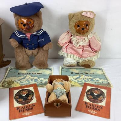 Lot. 5412. Three Raikes Bears ( two are Number and have Authenticity Certificates )