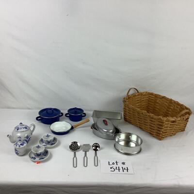Lot. 5414. Lot of Children's Cookware & Porcelain Tea Set