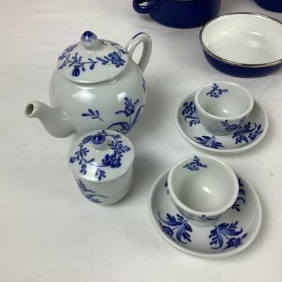 Lot. 5414. Lot of Children's Cookware & Porcelain Tea Set