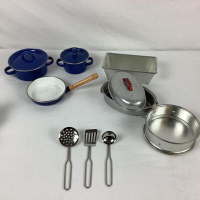Lot. 5414. Lot of Children's Cookware & Porcelain Tea Set