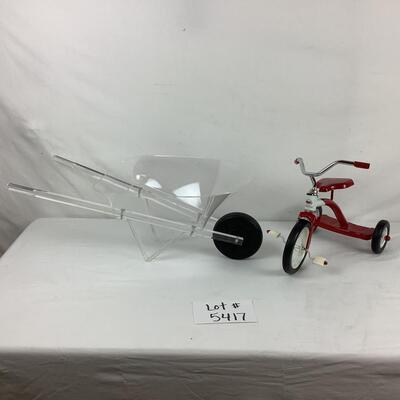 Lot. 5417. Flexible Flyer Tricycle & Small Acrylic Wheel Barrow