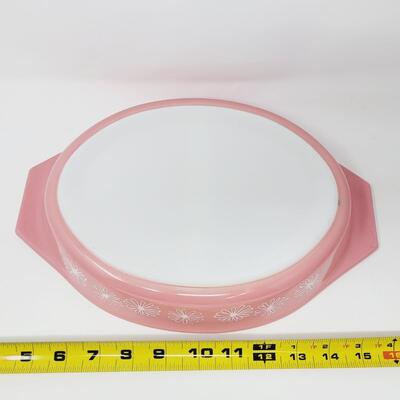 VINTAGE PINK DAISY DIVIDED CASSEROLE DISH #1