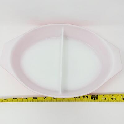 VINTAGE PINK DAISY DIVIDED CASSEROLE DISH #1