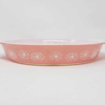 VINTAGE PINK DAISY DIVIDED CASSEROLE DISH #2