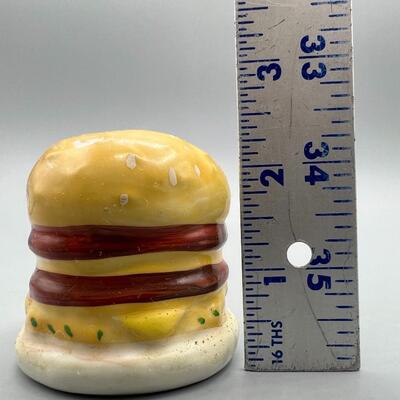 Vintage Cheese Burger Ceramic Hand Painted Salt or Pepper Shaker