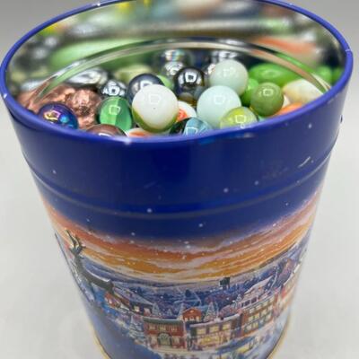 Lambertz Music Box Tin Can Filled with Colorful Marbles
