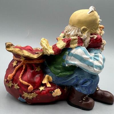 Santa Claus Father Christmas Resin Statue Figurine Candle Holder