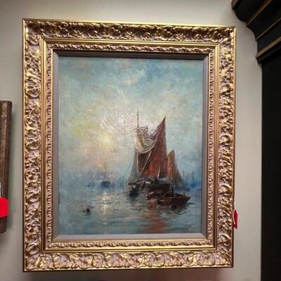 19th century Original ship painting by George Bunn signed
