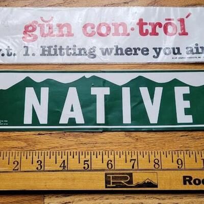Lot 6: Vintage 1980's Bumper Stickers Unused - Colorado Native + Gun Control
