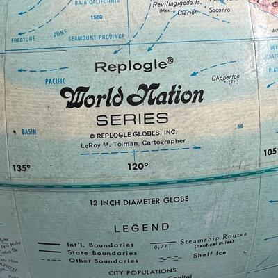 Vintage Replogle Globe World Nation Series Leroy M Tolman Cartographer Rotating Display World Globe